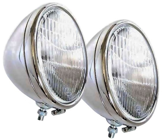 1928-29 Stainless Ford Script Headlamps - 2 Bulb