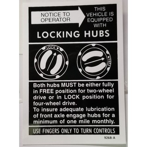 1975-80 Locking Hubs Notice Decal